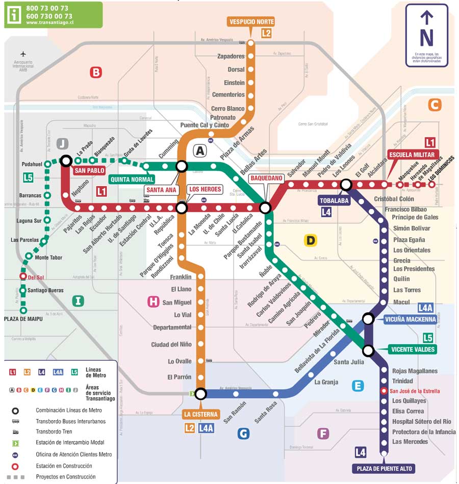 Santiago Metro Map, Santiago Metro Plan