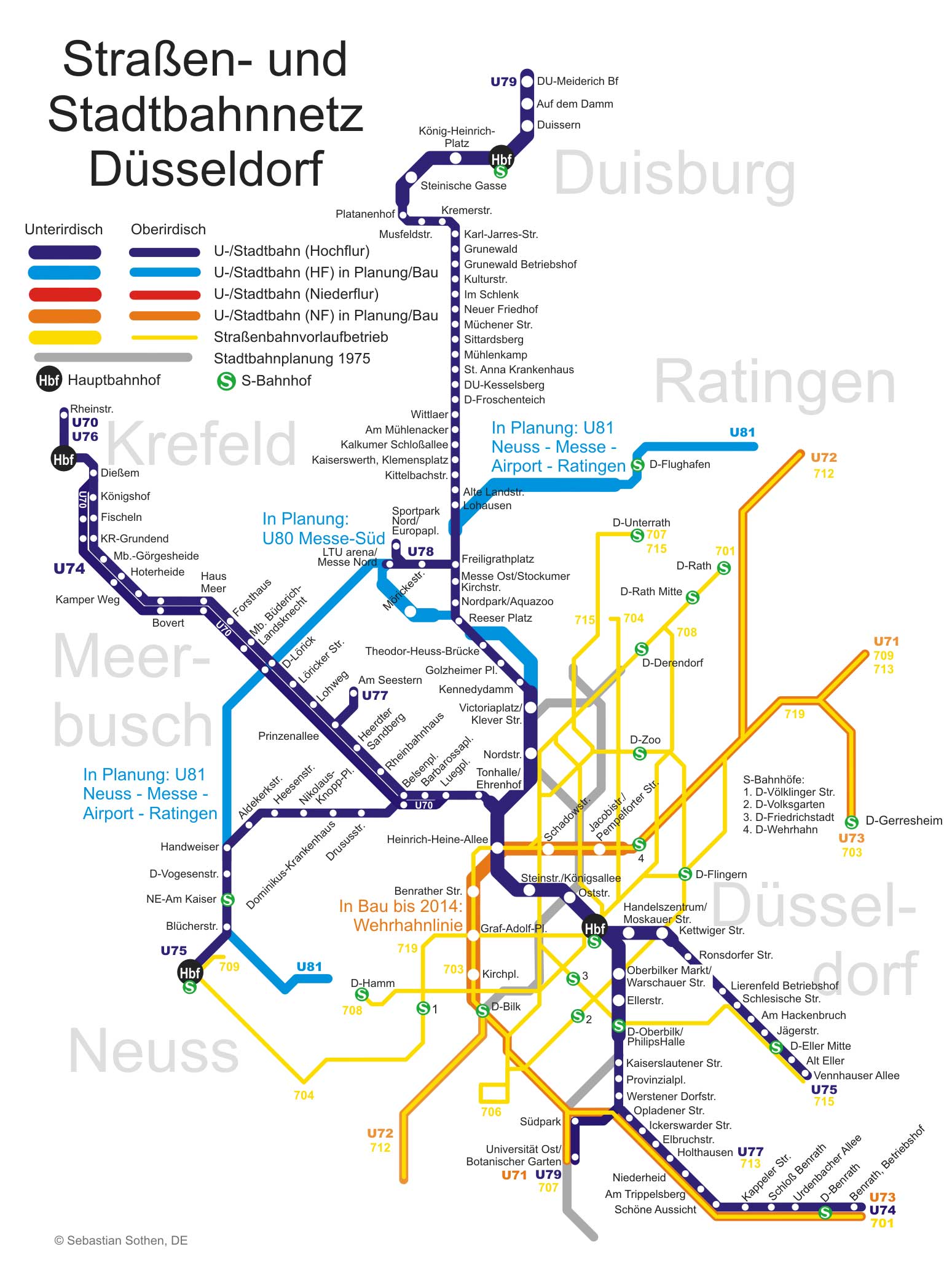 Dusseldorf Stadtbahn Metro Map